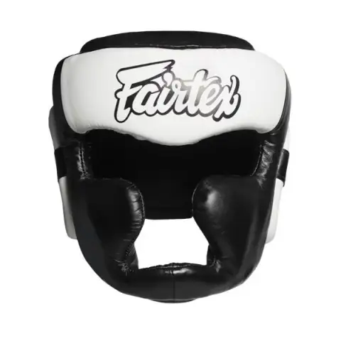 Шлем для бокса Fairtex HG13 ( черный-белый , шнуровка верх)