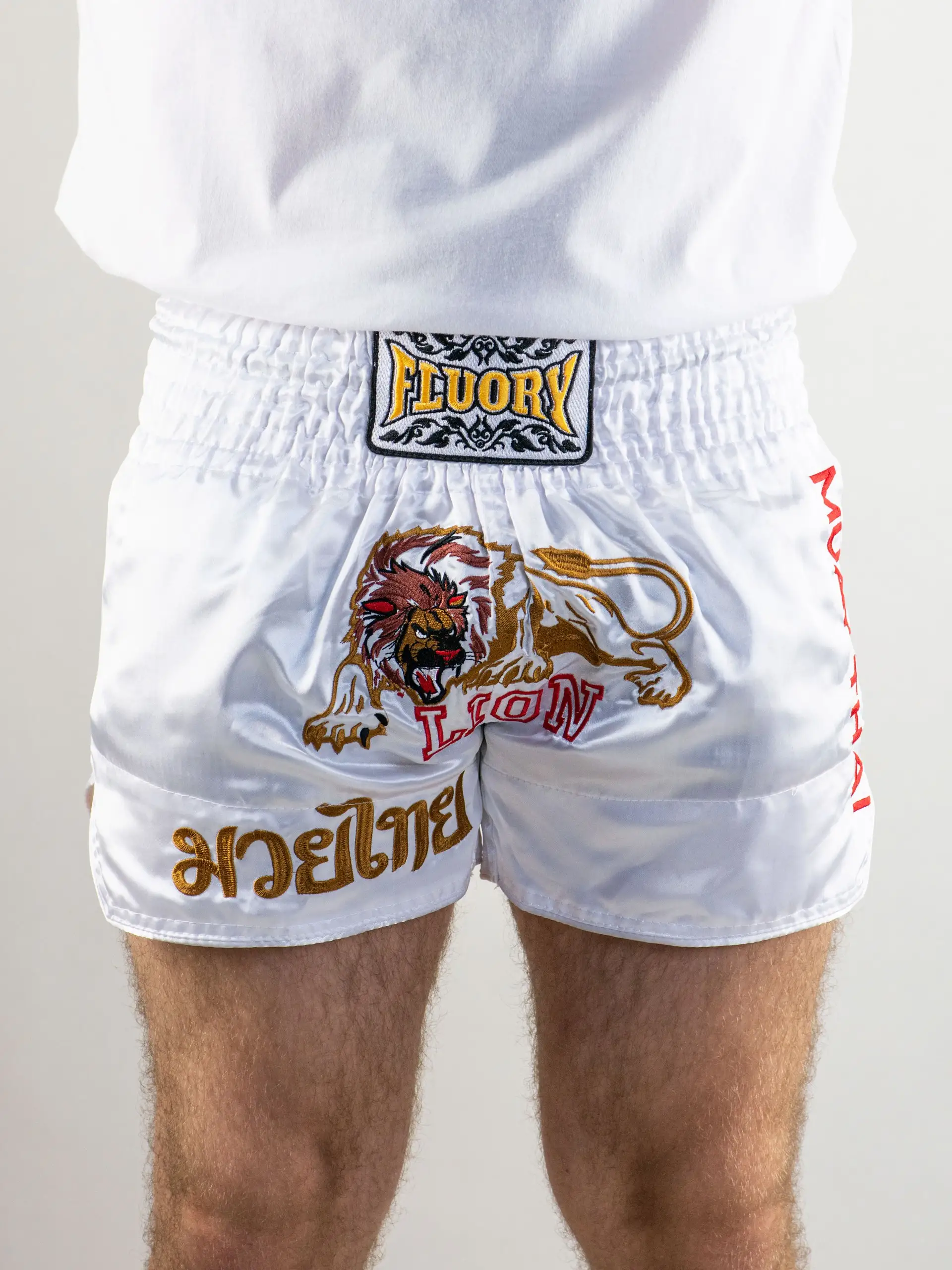 Шорты Муай-Тай Fluory Lion (белые)