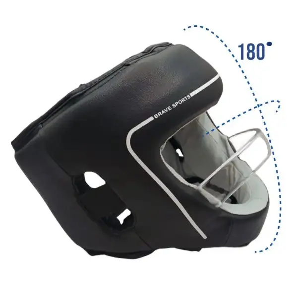 Шлем для бокса с защитной планкой для носа и скул черный