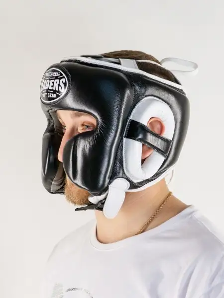 Шлем боксерский LEADERS LS MEX BK/WH (кожа, черный/белый)