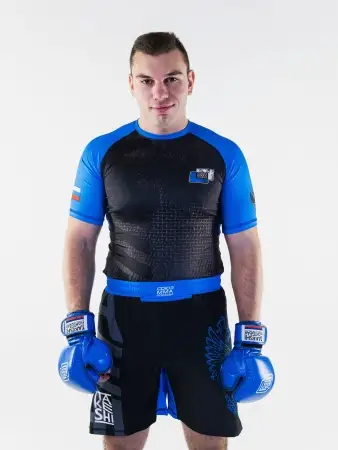 Рашгард с коротким рукавом TFG Союз ММА России (Lite) ( черный-синий)