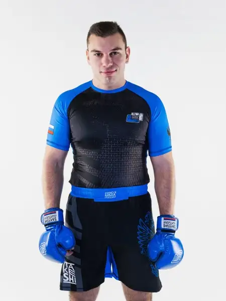 Рашгард с коротким рукавом TFG Союз ММА России (Lite) ( черный-синий)