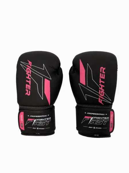 Перчатки боксерские Fighter черно-розовые