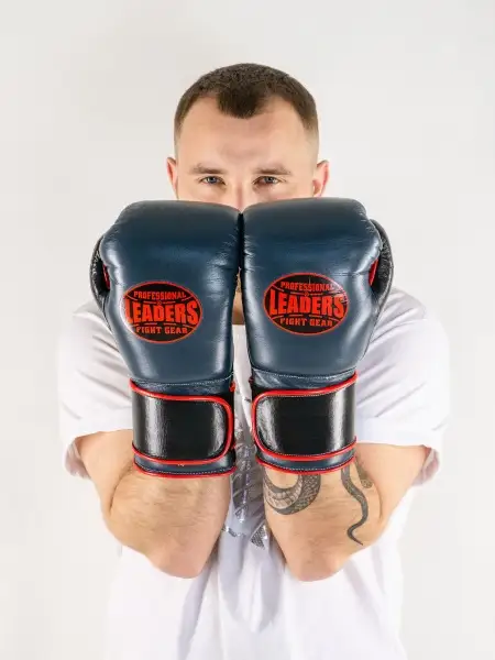 ПЕРЧАТКИ БОКСЕРСКИЕ LEADERS SUPER SERIES CUSTOM GR/BK/RD  серый/черный