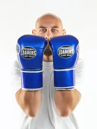 ПЕРЧАТКИ БОКСЕРСКИЕ LEADERS LEAD SERIES LONG VELCRO CUSTOM BL/BK/SIL