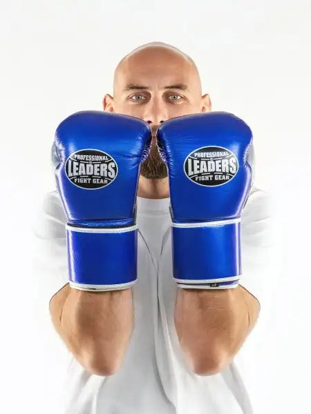 ПЕРЧАТКИ БОКСЕРСКИЕ LEADERS LEAD SERIES LONG VELCRO CUSTOM BL/BK/SIL