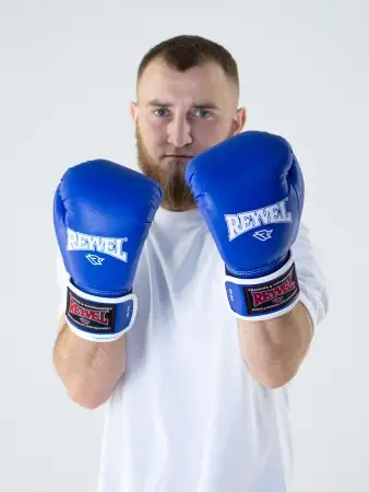 Перчатки боксёрские Reyvel Винил 80 (Синие)