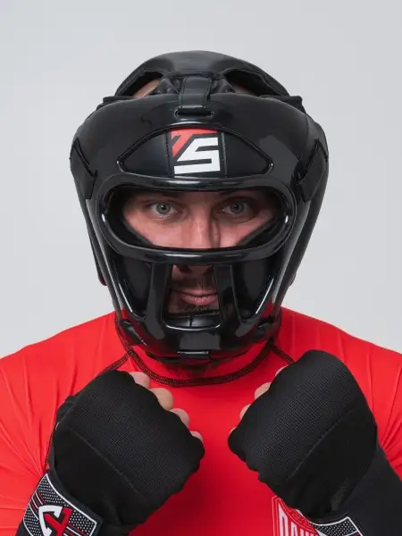 Шлем боксерский TS Sport с решеткой черный (XL)