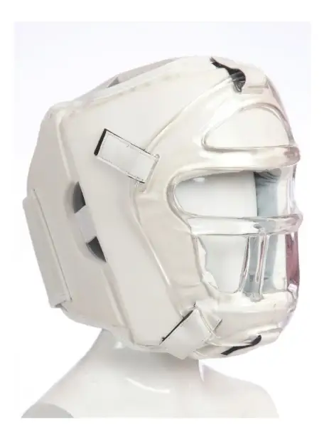 Шлем для всестилевого каратэ со съемной маской (белый)