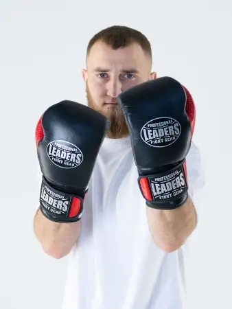 Перчатки боксерские LEADERS LiteSeries (черно-красные)