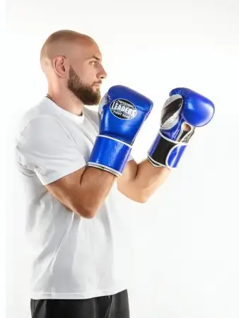 ПЕРЧАТКИ БОКСЕРСКИЕ LEADERS LEAD SERIES LONG VELCRO CUSTOM BL/BK/SIL