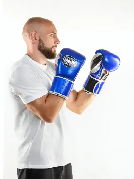 ПЕРЧАТКИ БОКСЕРСКИЕ LEADERS LEAD SERIES LONG VELCRO CUSTOM BL/BK/SIL