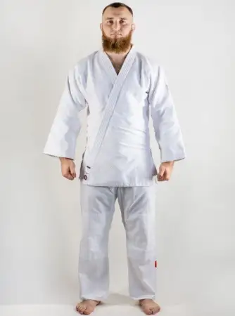 C555 Кимоно для дзюдо подростковое Clinch Judo Red FDR белое
