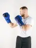 Боксерские перчатки OXXFIRE Muay Thai PRO, PVC,  синий/черный