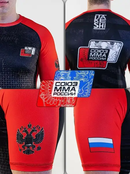 Рашгард с коротким рукавом TFG Союз ММА России Детский (Lite) (черный-красный)