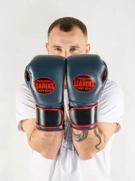 ПЕРЧАТКИ БОКСЕРСКИЕ LEADERS SUPER SERIES CUSTOM GR/BK/RD  серый/черный
