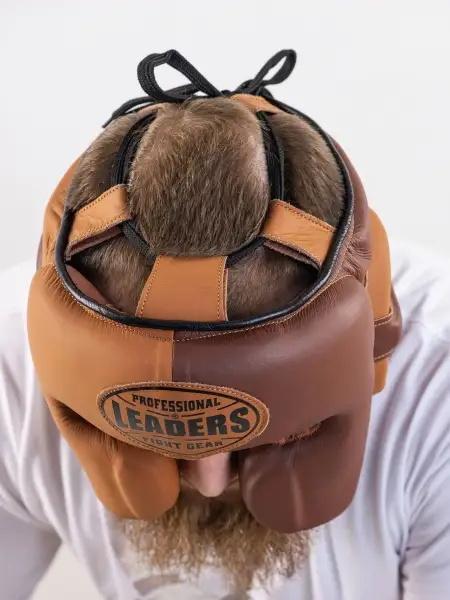 Шлем боксерский LEADERS LS MEX HERITAGE BR/BG 1/2 (коричневый/бежевый)