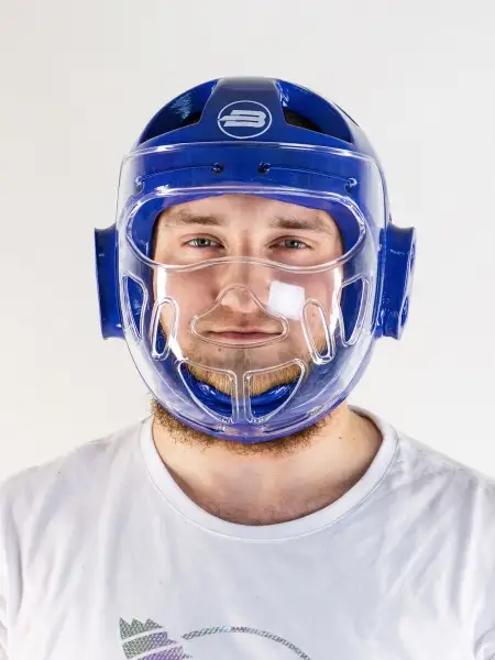 Шлем для тхэквондо с маской BoyBo синий, BHT45