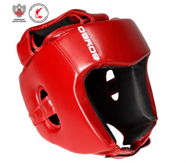 Шлем BoyBo TWIN, IKB-42, одобрен Федерацией Бокса и кикбоксинга красный