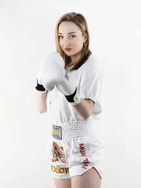 Шорты Муай-Тай Fluory Lion (белые)