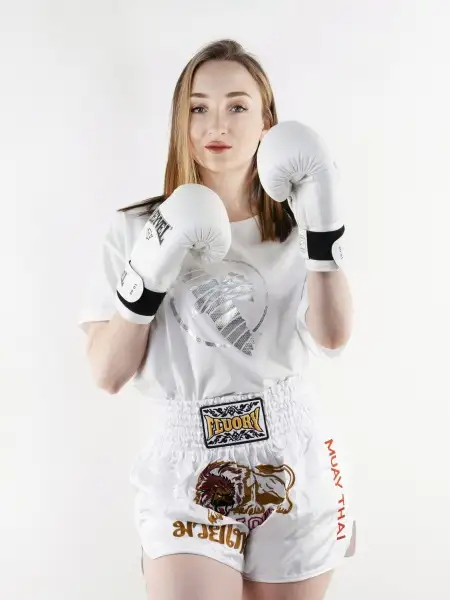 Шорты Муай-Тай Fluory Lion (белые)