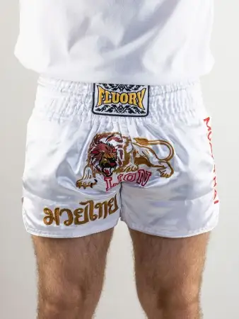 Шорты Муай-Тай Fluory Lion (белые)