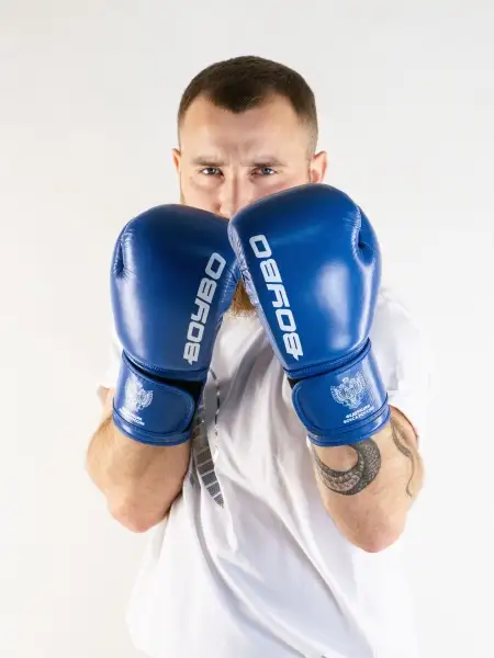 Перчатки боксерские BoyBo TITAN, IB-23-1, кожа (одобрены ФБР), синий