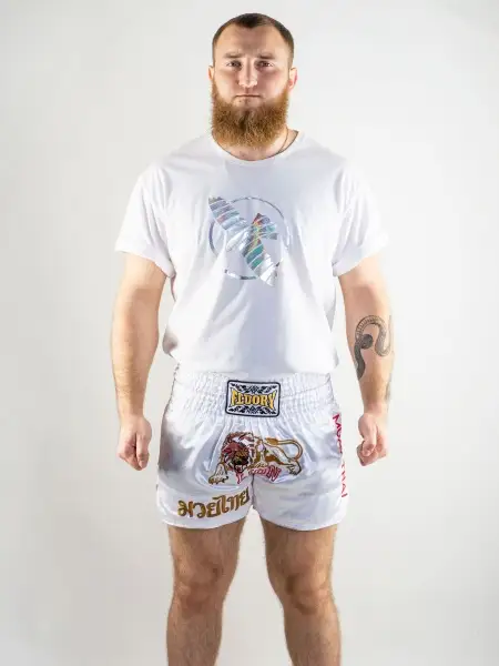 Шорты Муай-Тай Fluory Lion (белые)