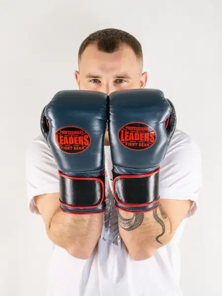 ПЕРЧАТКИ БОКСЕРСКИЕ LEADERS SUPER SERIES CUSTOM GR/BK/RD  серый/черный