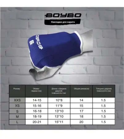 Накладки для каратэ BoyBo BO130, хлопок, синие