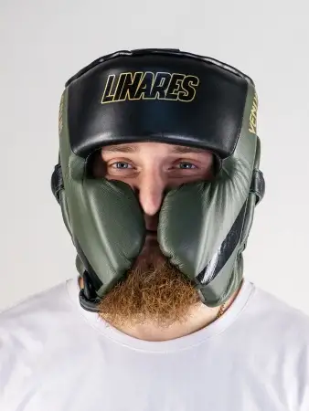 Боксерский шлем Venum Proboxing Cheek Headgear Linares Edition Khaki/Black/Gold