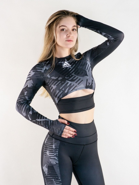 Топ женский IamFighter милитари (черный)