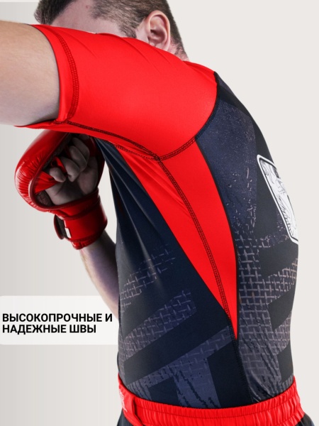 Рашгард с коротким рукавом TFG Союз ММА России Детский (Lite) (черный-красный)