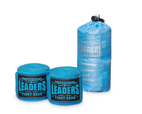 Бинты боксерские LEADERS PRO 84/16  (84% PV/16% нейлон, голубой)
