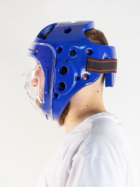 Шлем для тхэквондо с маской BoyBo синий, BHT45