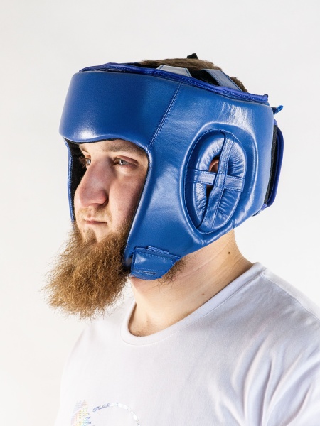 Шлем BoyBo TITAN, IB-24-1, кожа ( одобрены ФБР), синий