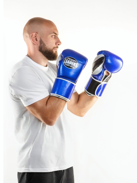 ПЕРЧАТКИ БОКСЕРСКИЕ LEADERS LEAD SERIES LONG VELCRO CUSTOM BL/BK/SIL