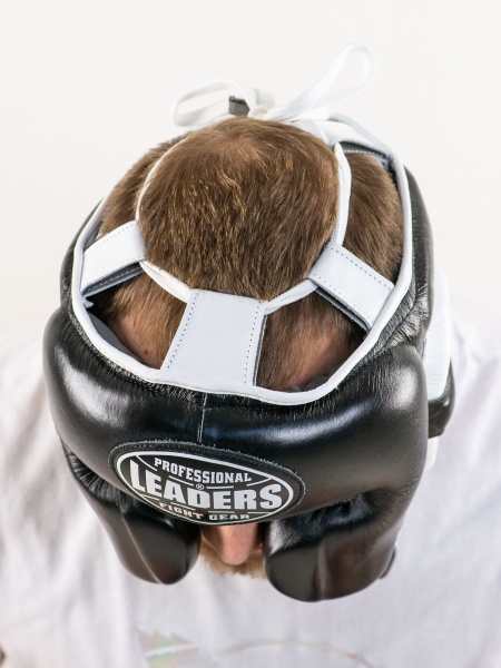 Шлем боксерский LEADERS LS MEX BK/WH (кожа, черный/белый)
