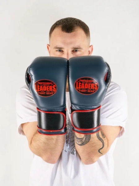 ПЕРЧАТКИ БОКСЕРСКИЕ LEADERS SUPER SERIES CUSTOM GR/BK/RD  серый/черный