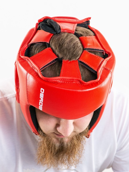Шлем BoyBo TITAN, IB-24-1, кожа (одобрены ФБР), красный