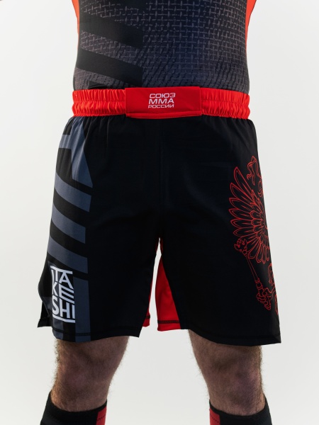 Шорты TFG Союз ММА России (Lite)  (черный-красный)