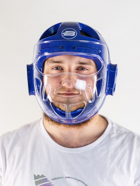 Шлем для тхэквондо с маской BoyBo синий, BHT45