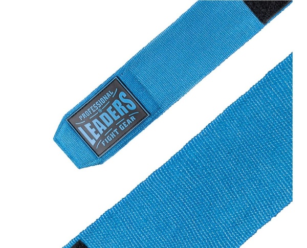 Бинты боксерские LEADERS PRO 84/16  (84% PV/16% нейлон, голубой)
