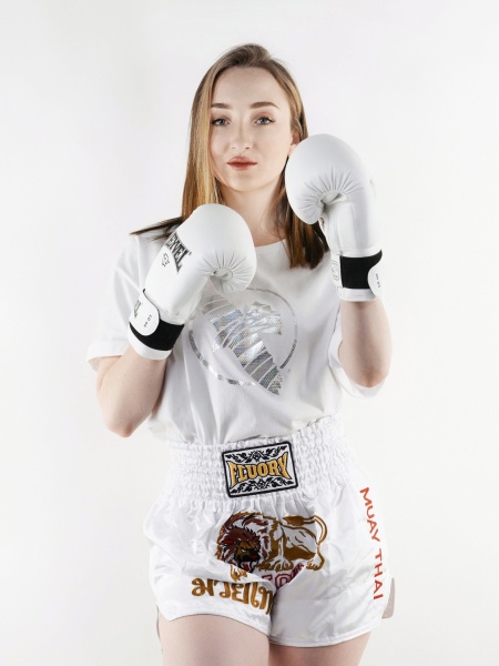 Шорты Муай-Тай Fluory Lion (белые)