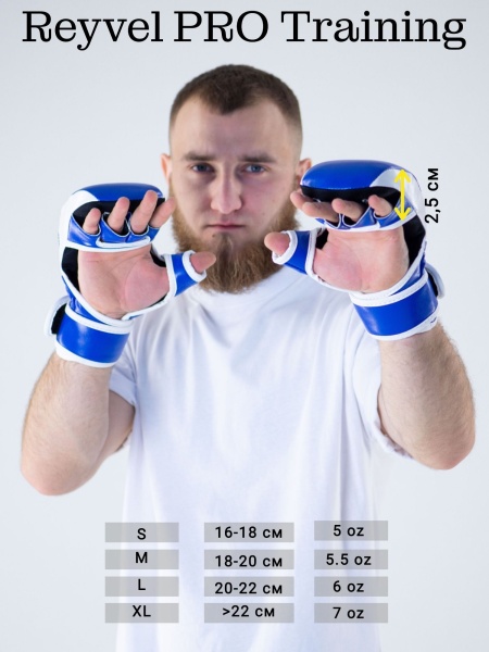Перчатки для мма Reyvel PRO Training (синий)