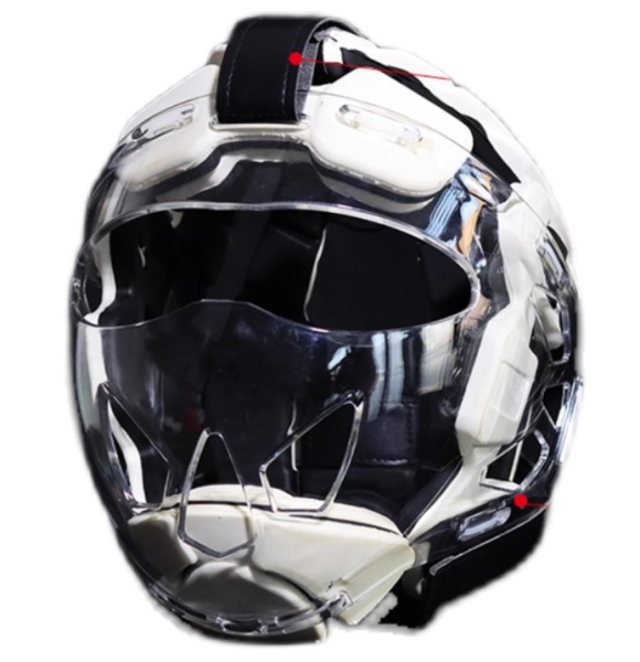 Шлем с пластиковой маской черно-белый