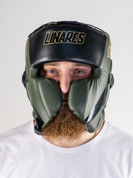 Боксерский шлем Venum Proboxing Cheek Headgear Linares Edition Khaki/Black/Gold